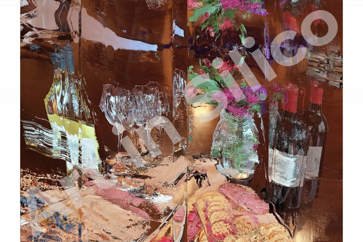 This artwork was inspired by a charcuterie board at Links Bridge Vineyard in Thurmont, Maryland provided the input image for this mathematically generated abstract impressionist piece