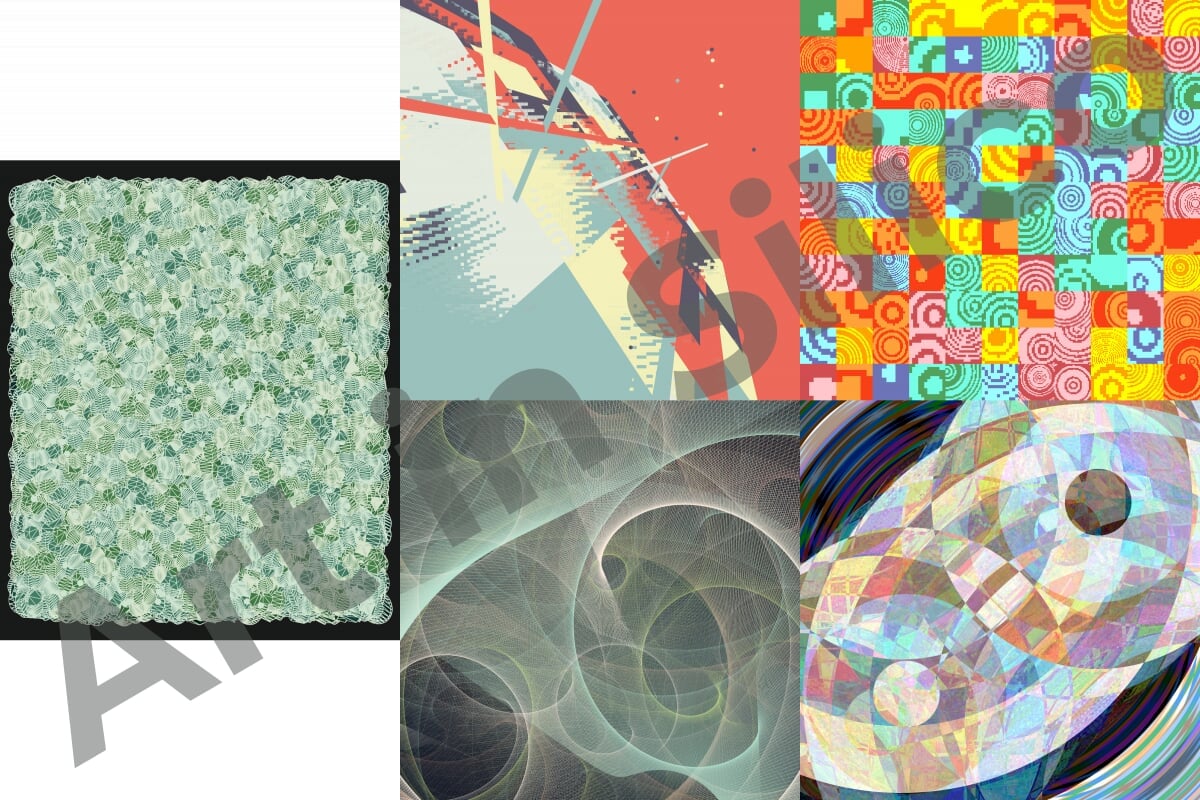 These art pieces are all created as generative art using p5.js. Each piece represents one of an infinite number of variations of art based on set parameters.