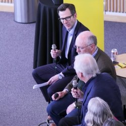 Dennis Livesay, Dave House, and Dan Fuhrmann at Computing MTU Showcase panel discussion