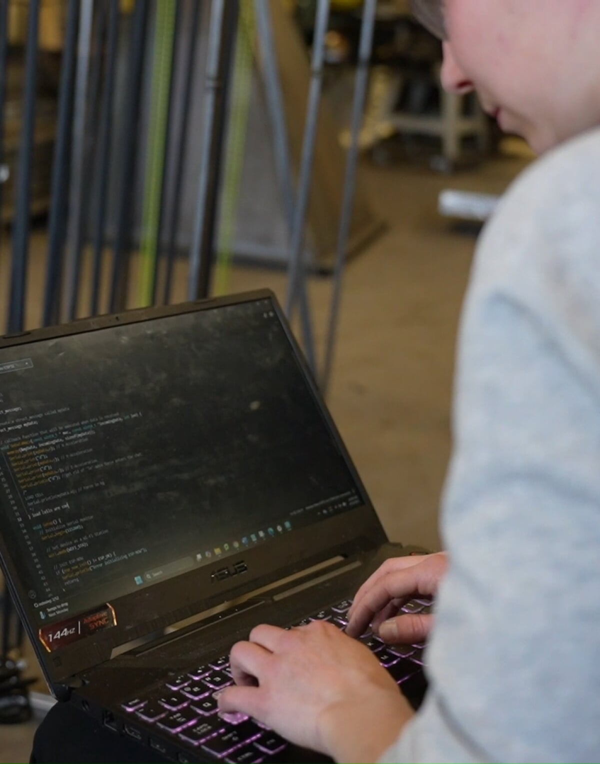 Parker Courte-Rathwell working on the code for MoonStep