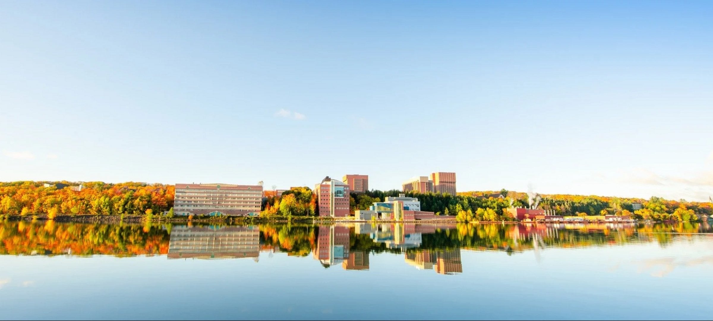 Waterfront view of Michigan Tech's campus