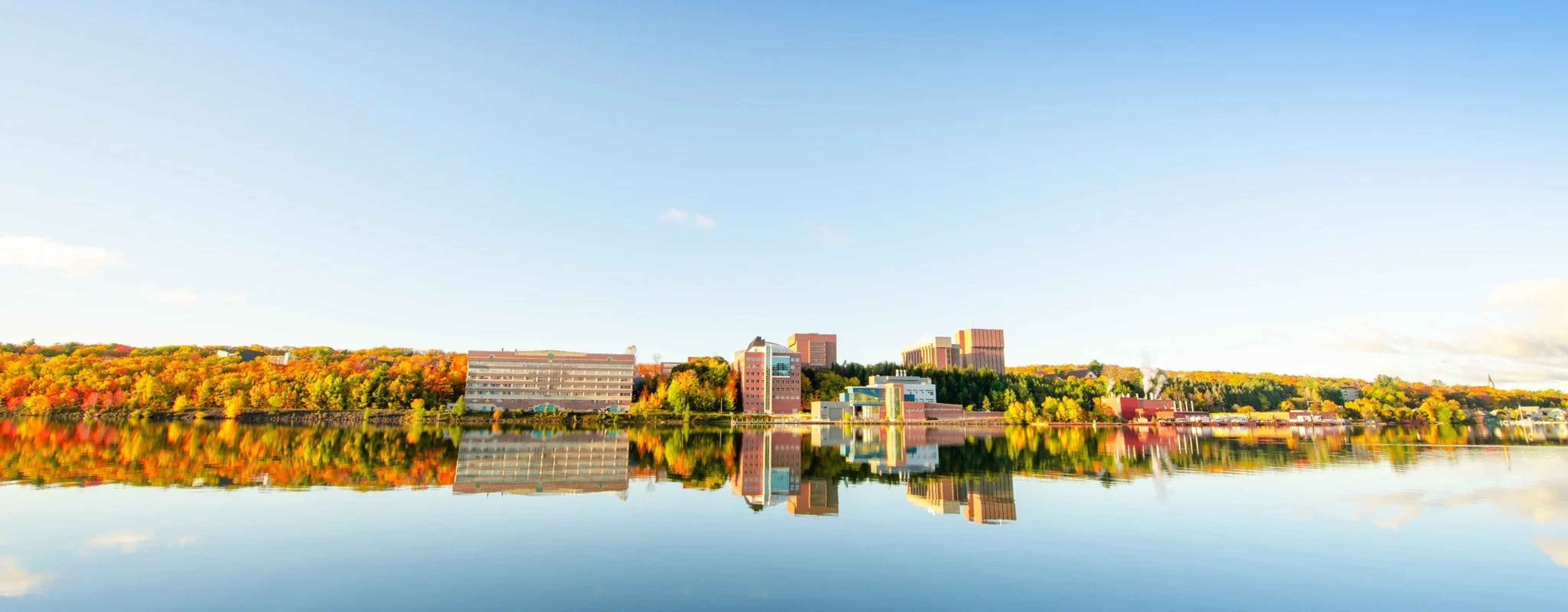 Waterfront view of Michigan Tech's campus