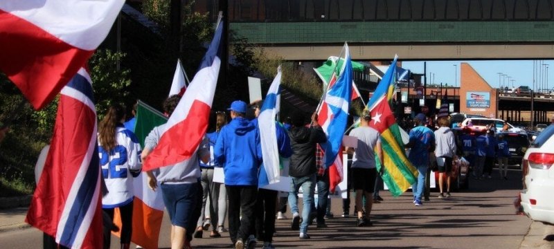 Marchers at PON 2021 walking in an organized manner