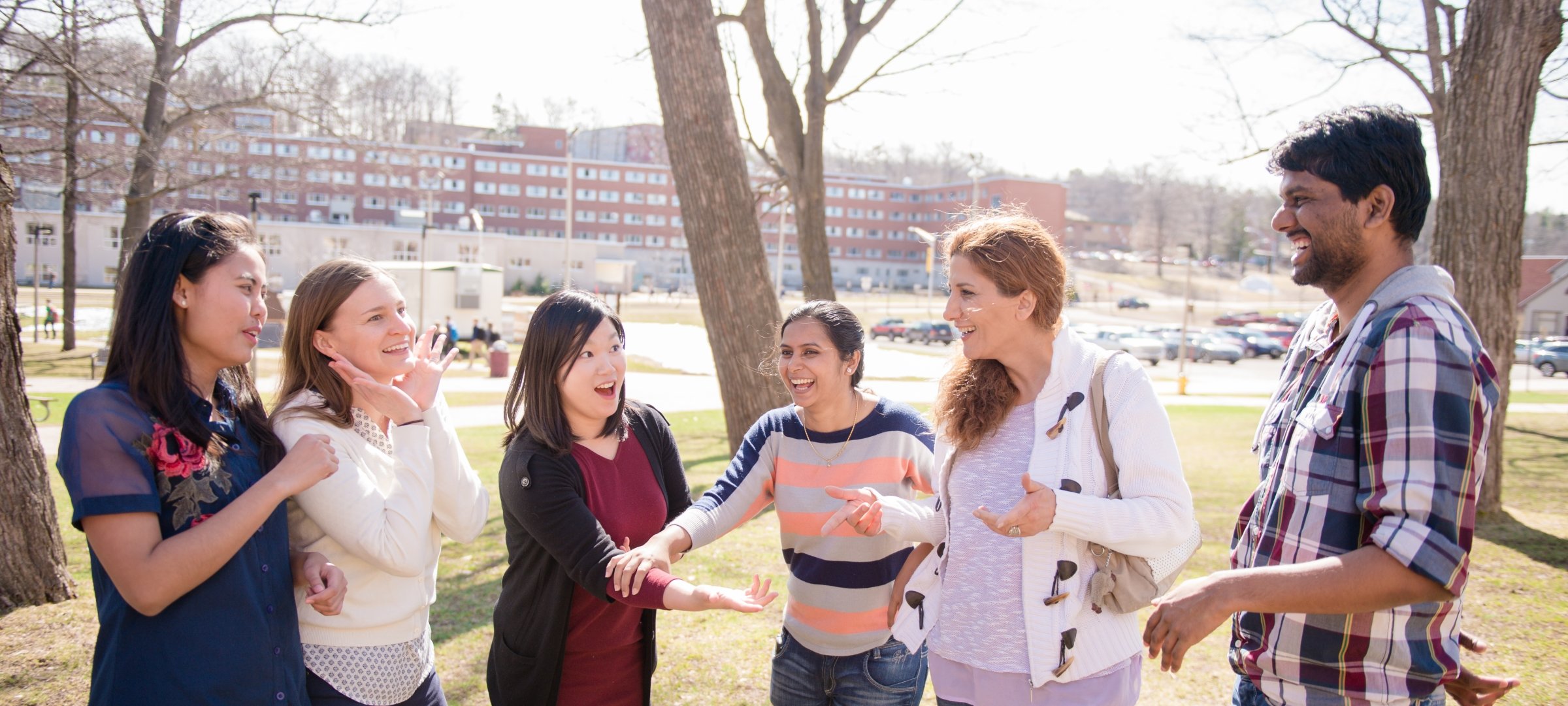 International students talking between themselves