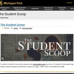 screenshot of the student scoop blog website