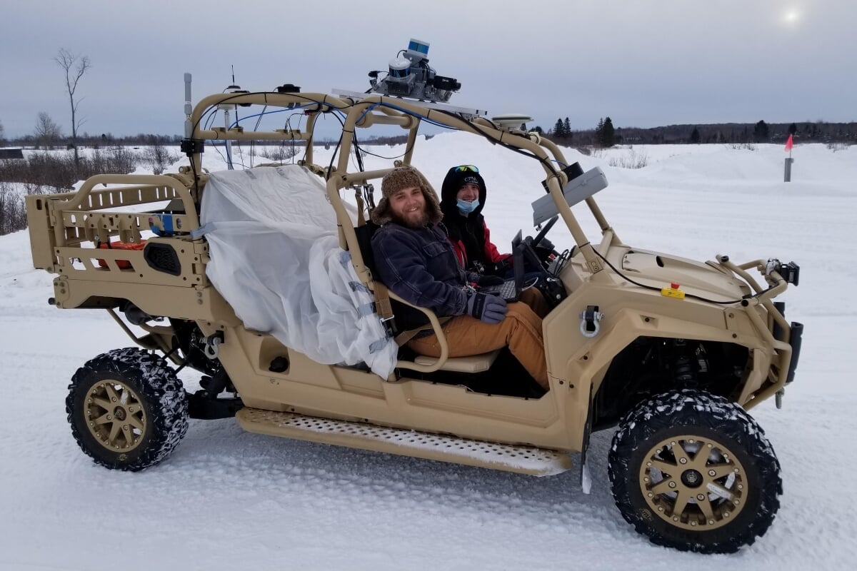 Ground vehicle with sensors on it for testing Ground vehicle with sensors on it for testing