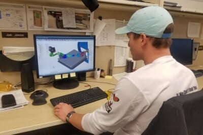 Student working on CAD drawings Student working on CAD drawings