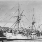 U.S.S. Yantic with several spars an masts