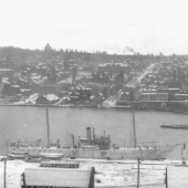 U.S.S. Yantic at anchor along the Keweenaw waterway