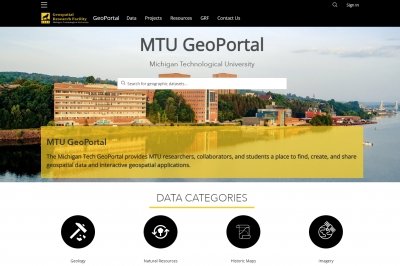 Screenshot of the MTU Geoportal home page. 