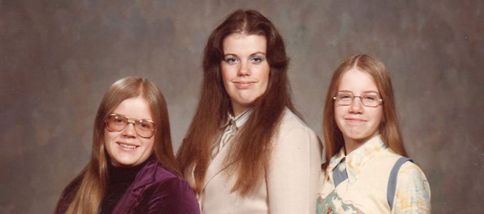 From left: Sharon Yokie, Brooke Harris, Kriss Yokie, 1970s.