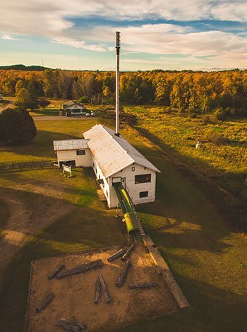 Aerial view of the sawmill in Alberta.