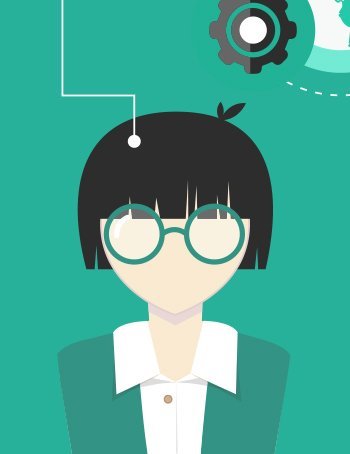 129 CS degrees Illustrated femail with black hair and classes.