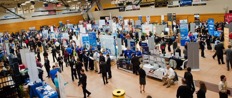 Students in the multipurpose room for Career Fair.