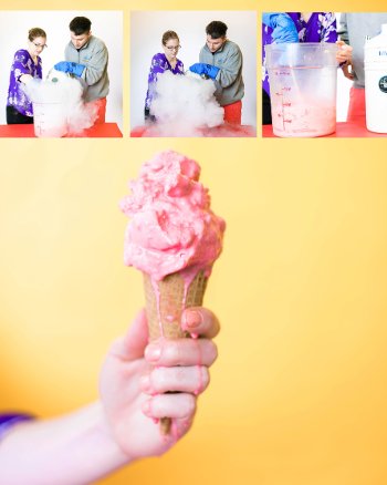 Liquid nitrogen ice cream.