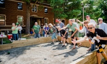 People playing bocce ball.