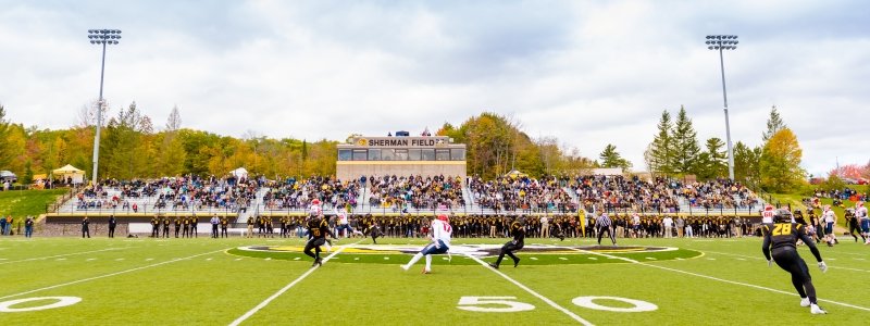 Sherman Field stands.