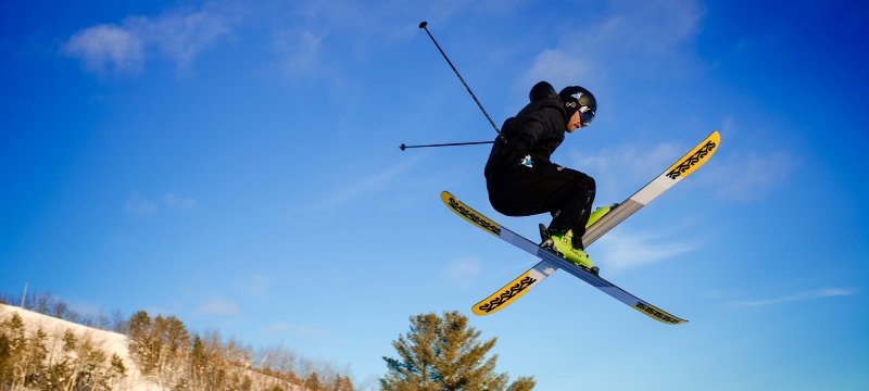 Skiier in the air.