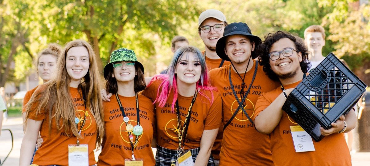 Six orientation team leaders in a group photo.