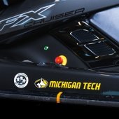 Michigan Tech decal on the side of the Waverunner.