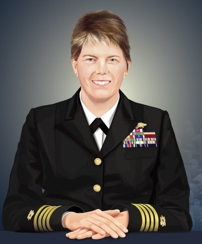Illustration of Captain Juliana Strieter in uniform.