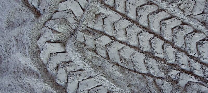 Tracks in lunar regolith.