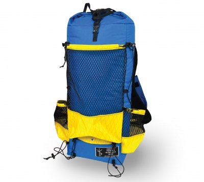 Blue and yellow Chicken Tramper backpack.
