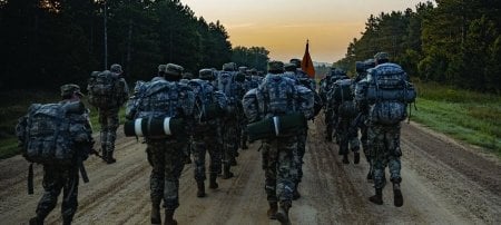 Michigan Techâ€™s 1st Arctic Battalion earned the 2022 MacArthur Award as the best university Army ROTC program in the Midwest. Photo by Daniel Staelgraeve