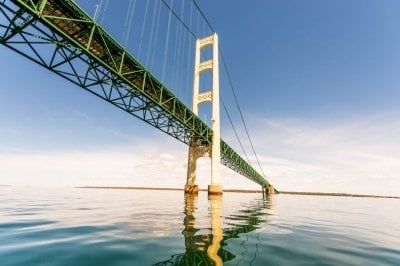 Mackinac Bridge from the water.