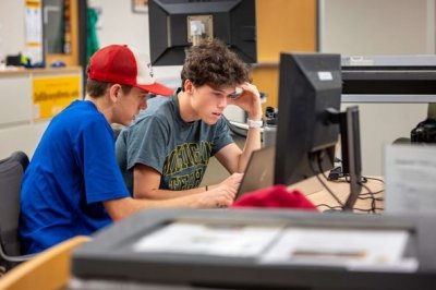 Students studying in the Library.