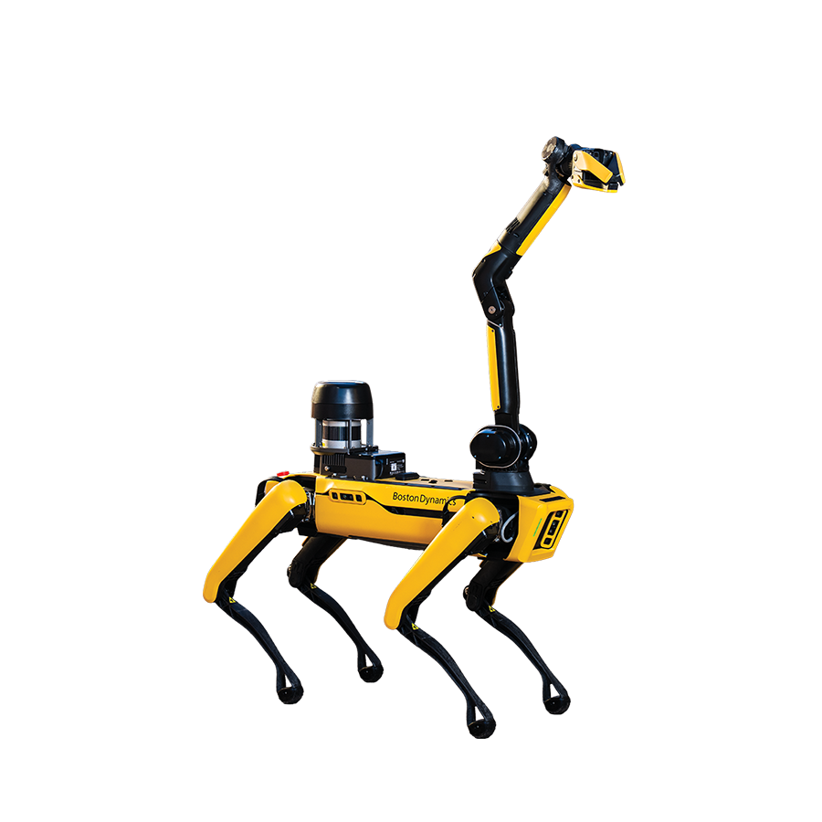 Balto, a four-legged black and gold robot with a long neck.