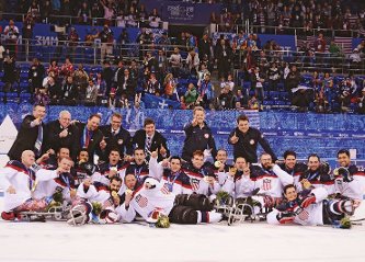 Joel Isaacson with the USA?s Sled Hockey Team