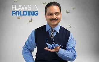 Ashutosh Tiwari holding an origami crane Ashutosh Tiwari shows us that small mistakes in folding--whether it be paper or proteins--can have big implications