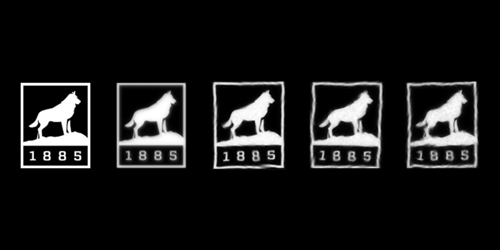 White husky icon logo repeated on a black background.