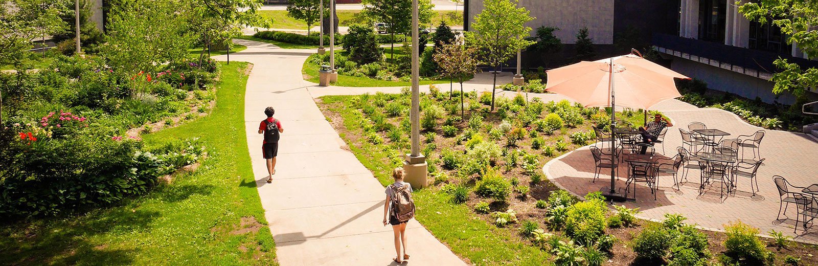 Students walking on campus.