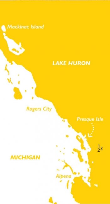 map indicating the location of the three wrecks right near each other.