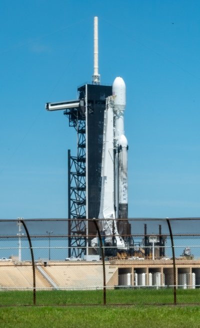 SpaceX rocket waiting to launch.