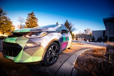 Prometheus Borealis car parked on campus.