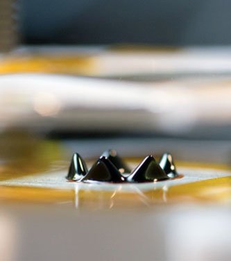Tiny spikes of ferrofluid,