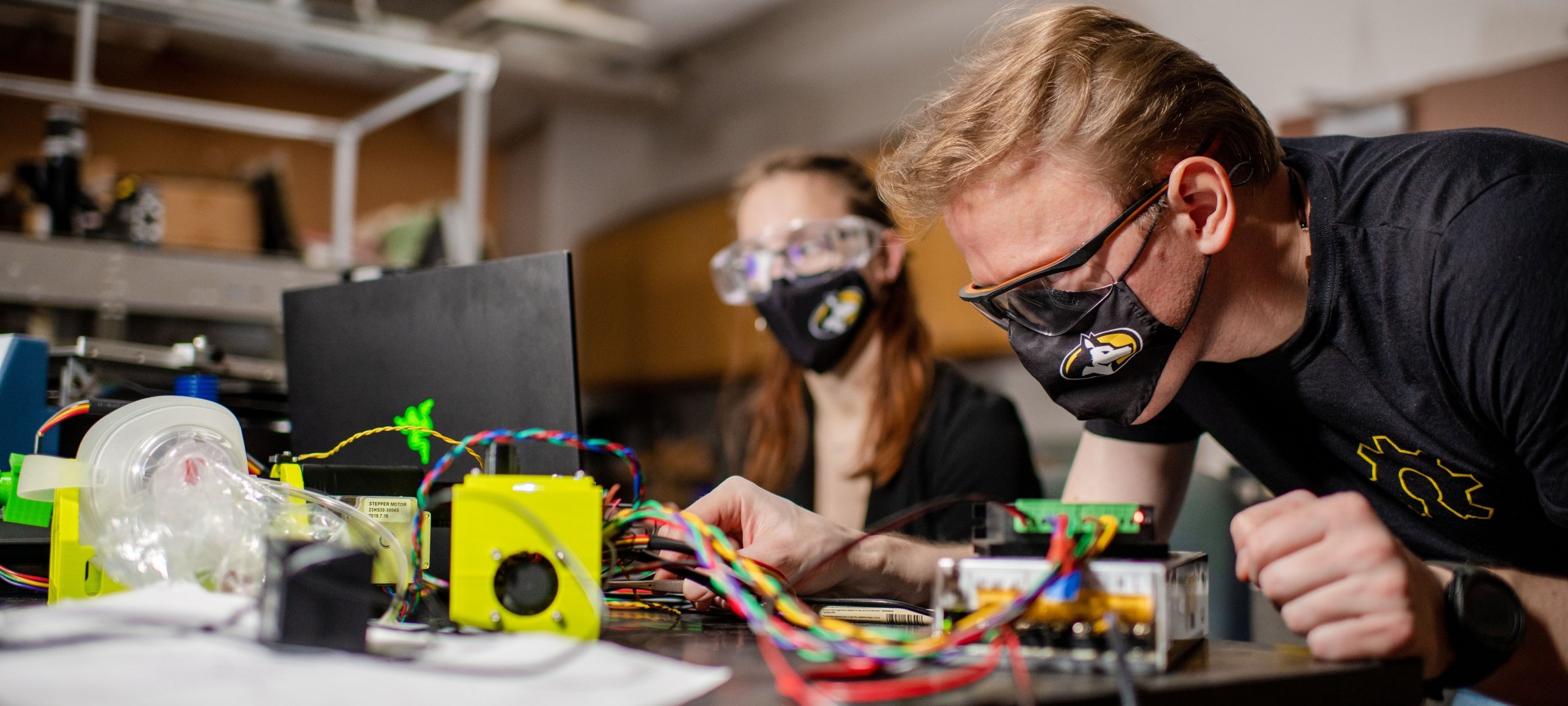 Students making 3D printed ventilator