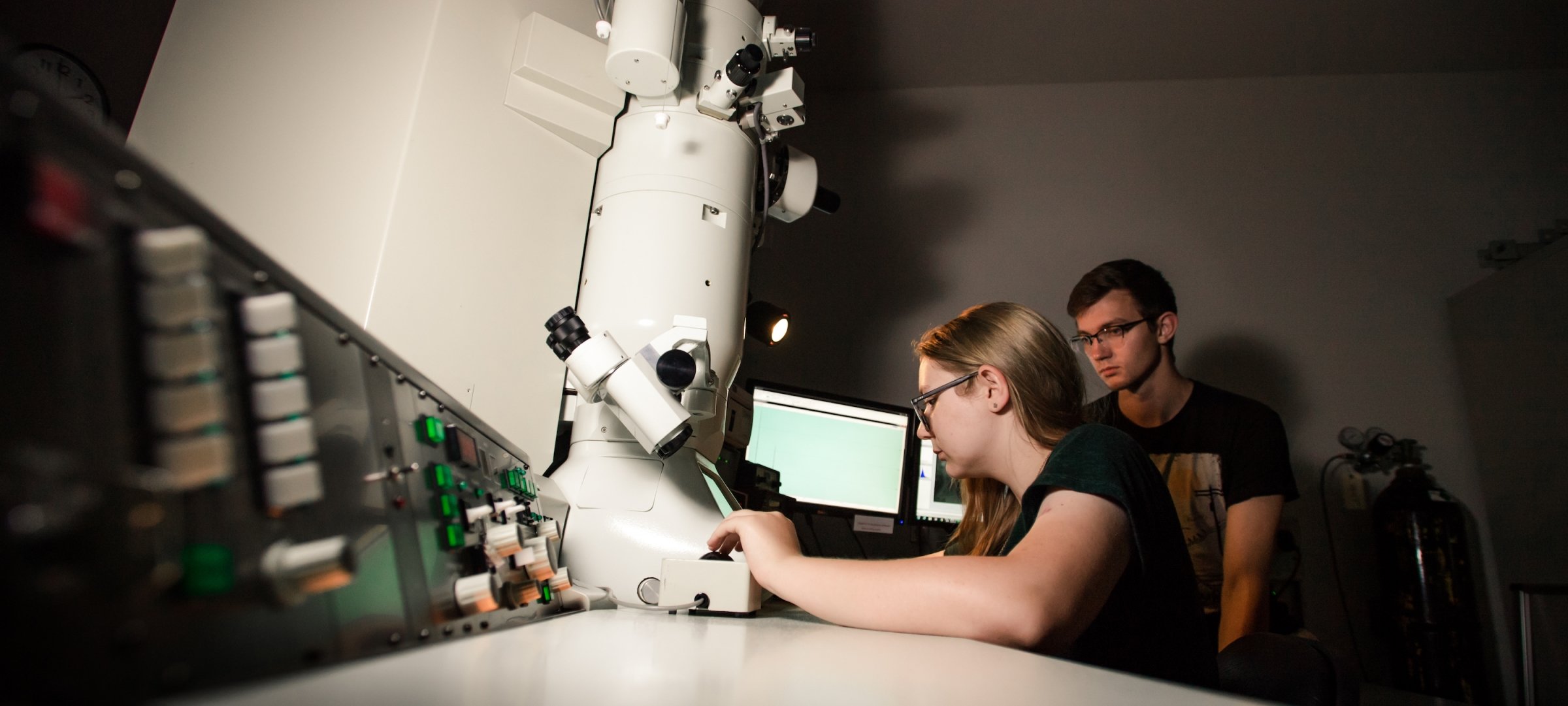 Students engage in advanced microscopy.