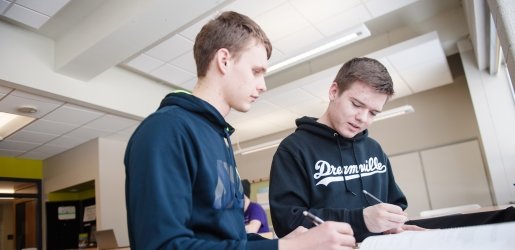Two students working together