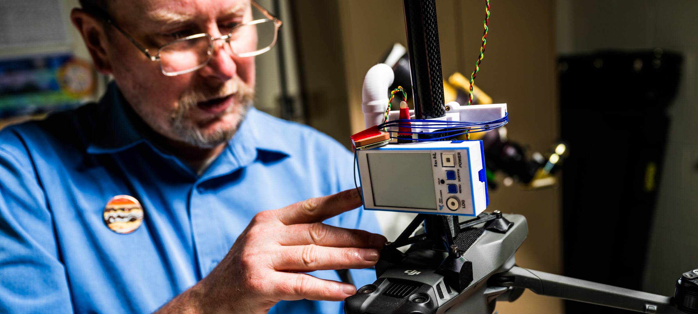 Shawn Brueshaber during work in the Planetary Atmosphere Works (PAWS) Lab