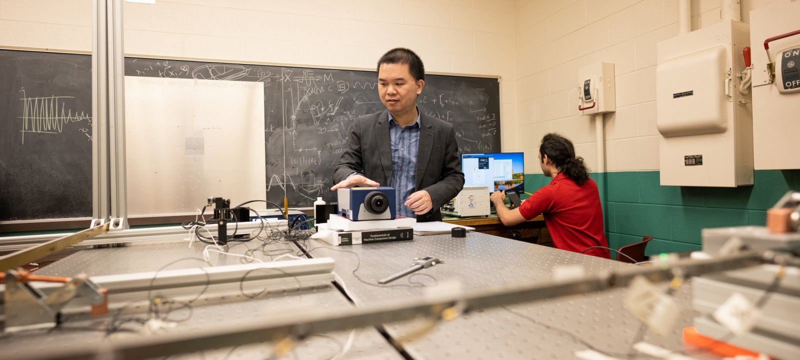 Researchers work in a lab