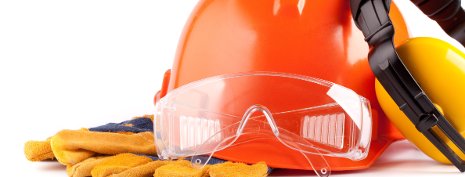 safety helmet and glasses