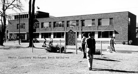 Memorial Union Building in 1952, shown from the campus mall side