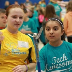 Students participating in a demonstration.