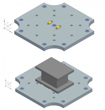 Illustrations of a plate and a mold attached to the plate.