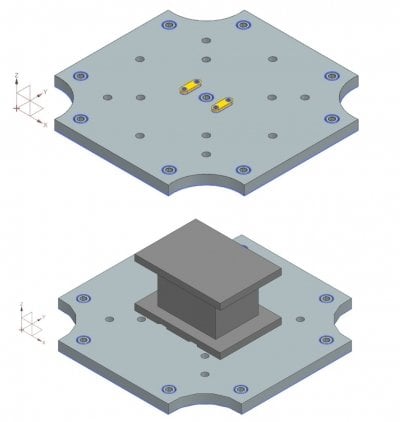 Illustrations of a plate and a mold attached to the plate.