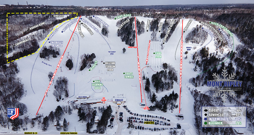 Mont Ripley trail map.